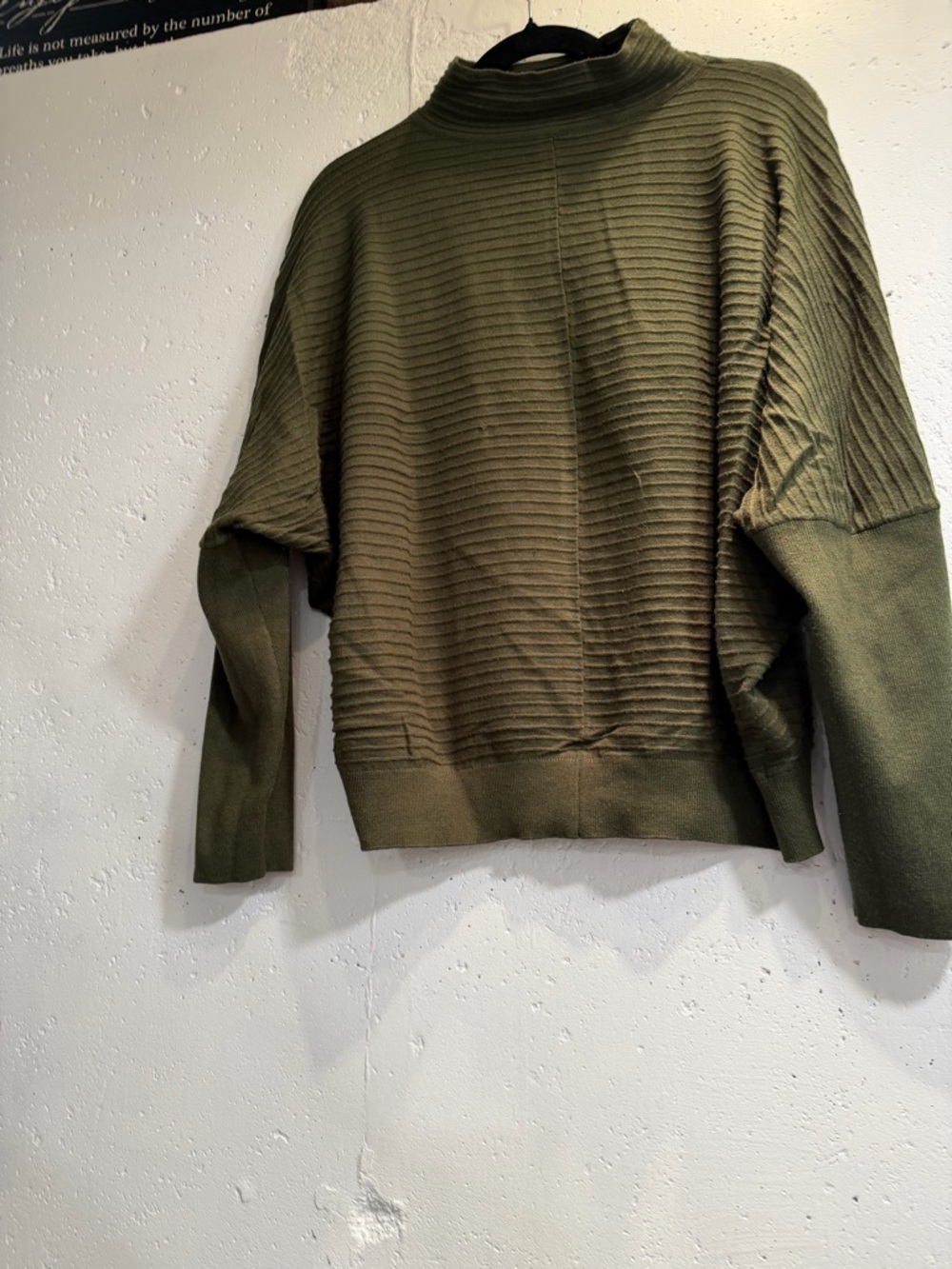 Olive Green Ribbed Mock Neck Sweater